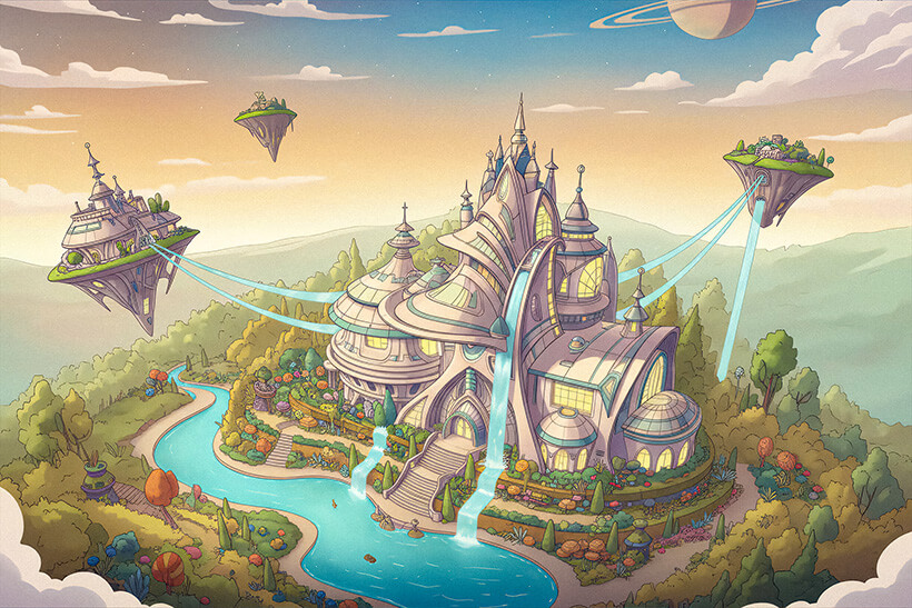 Cloud Heights Estate, Surrey, GU1 3AA, Futuristic Floating Mansion with Waterfall Features – £2,850 pcm