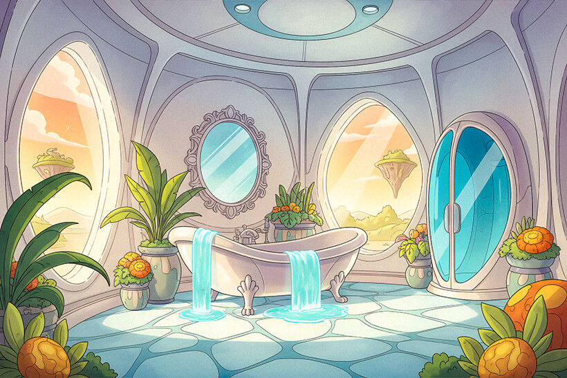 Cloud Heights Estate, Surrey, GU1 3AA, Futuristic Floating Mansion with Waterfall Features – £2,850 pcm